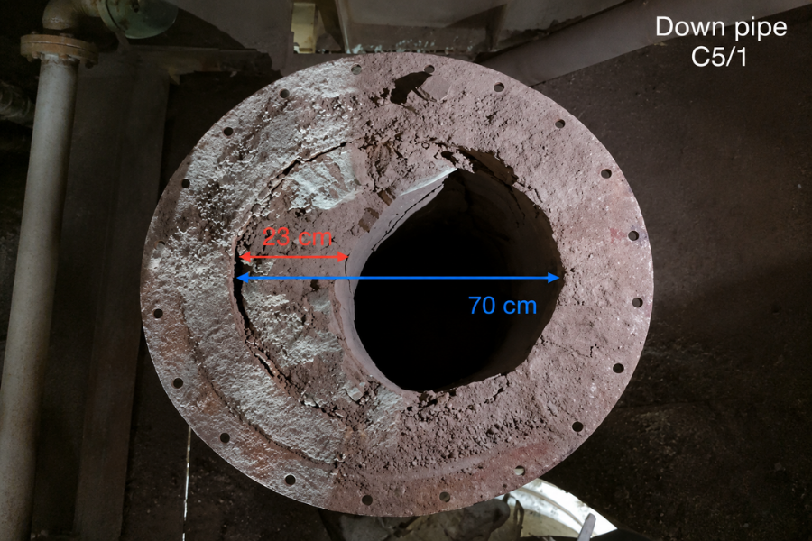 Down pipe before Advanced ceramic